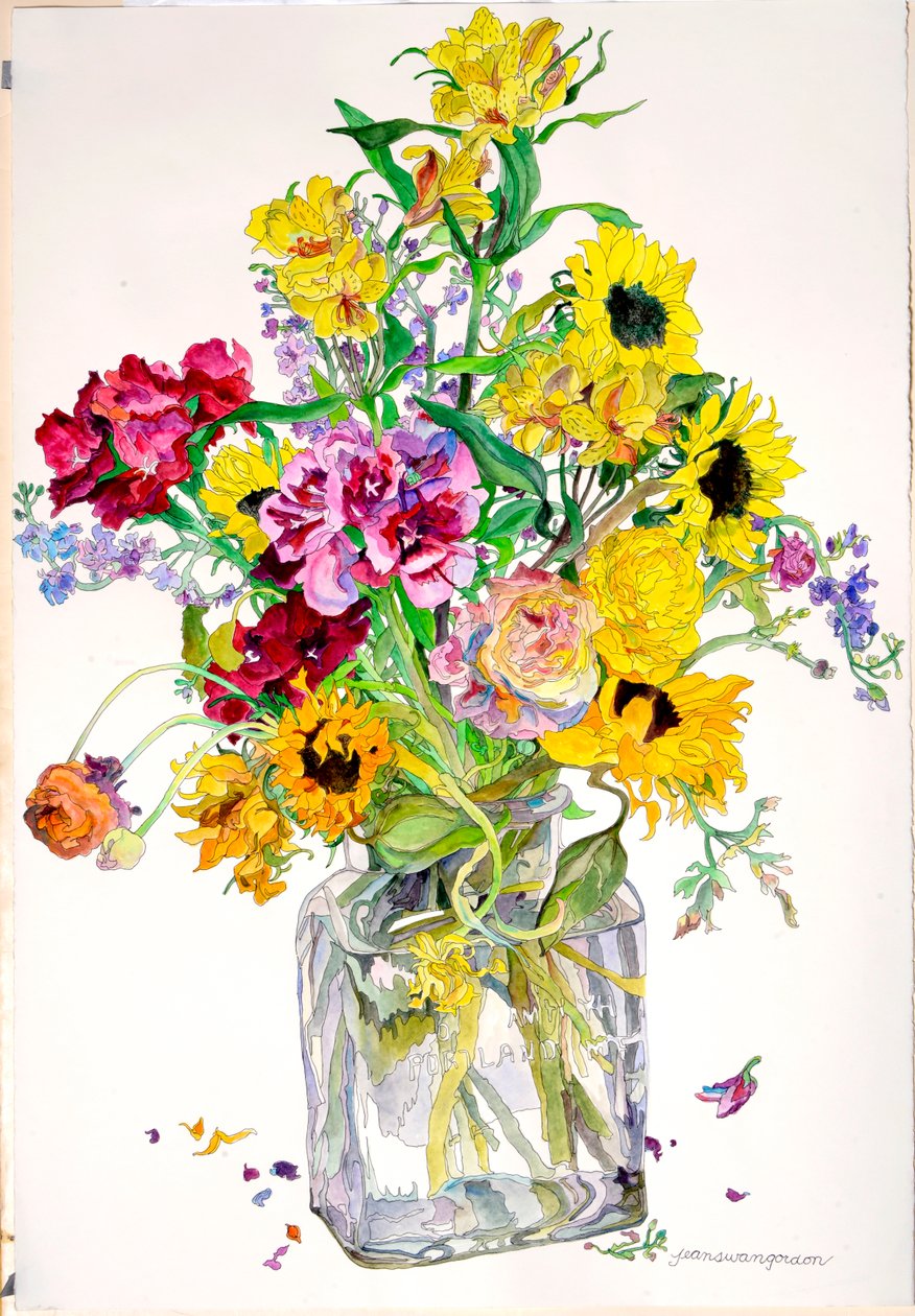 Zonnebloemen, Godetia, Alstroemeria, Ranonkel door Jean Swan Gordon