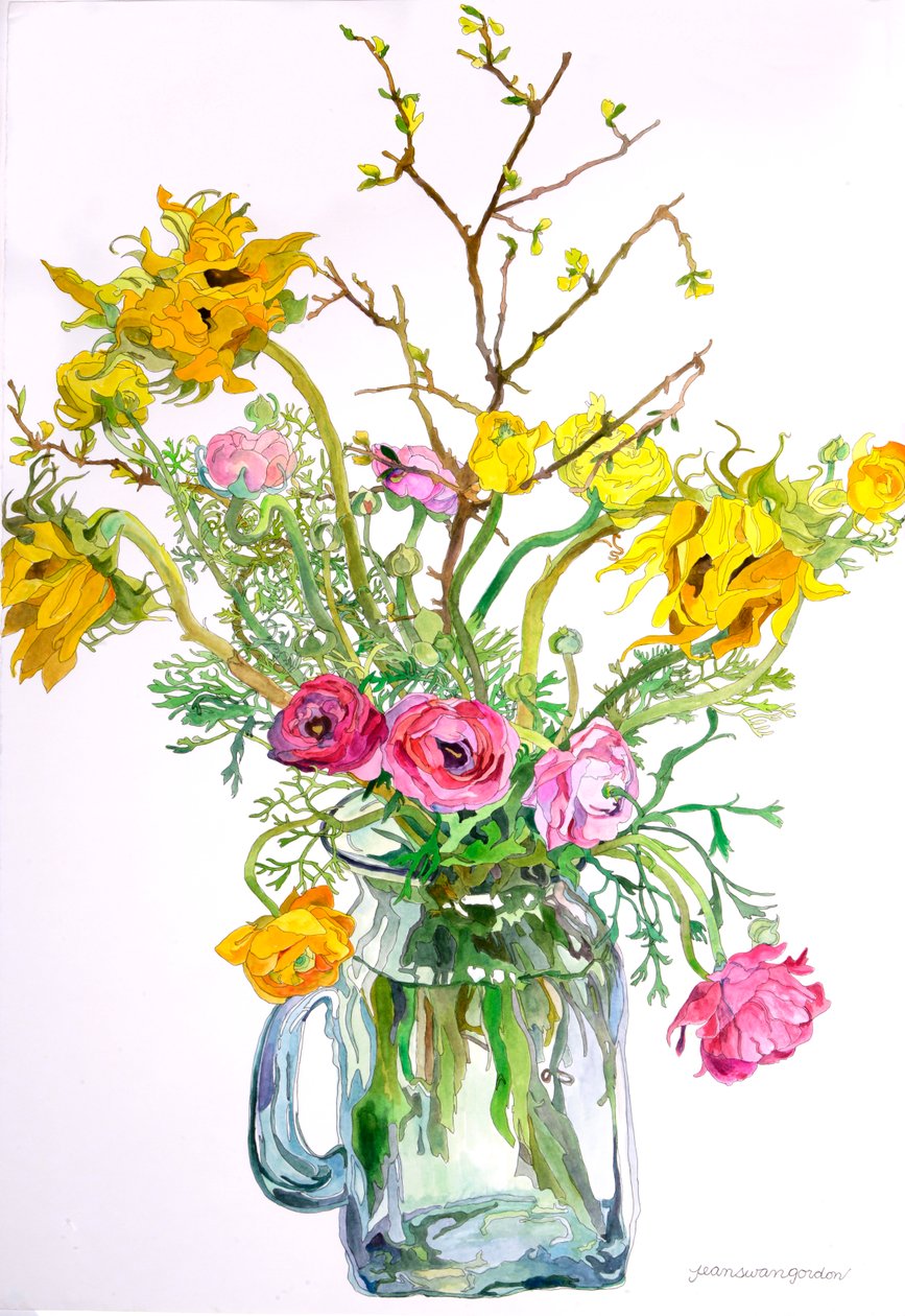 Zonnebloemen Ranonkels door Jean Swan Gordon