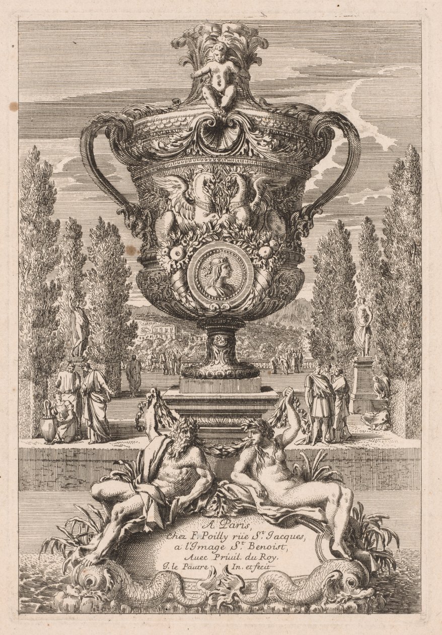 Decoratieve urn, 1600s door Jean le Pautre