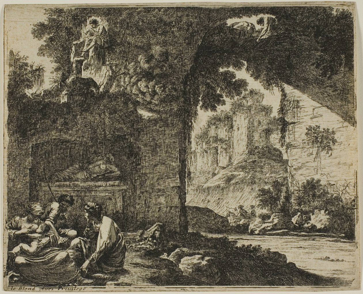 Herders in ruïnes door Jean le Pautre