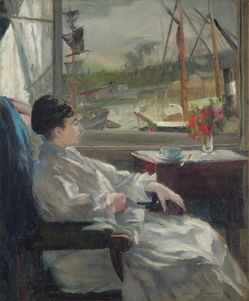 Portret van Eva Gonzalès door Jeanne Guérard Gonzalès