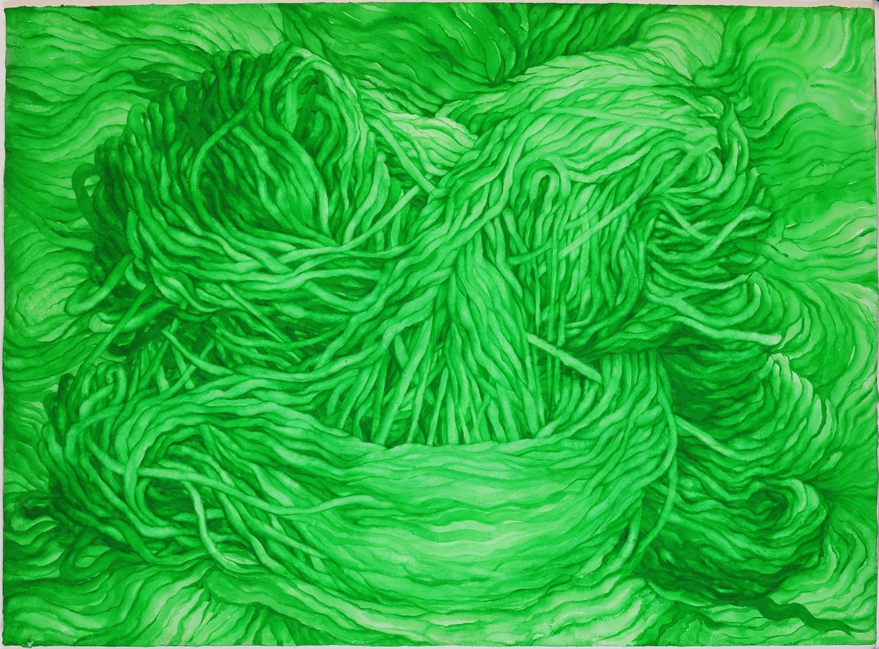 Wolgroen, 2013 (gouache op papier) door Jeanne Maze