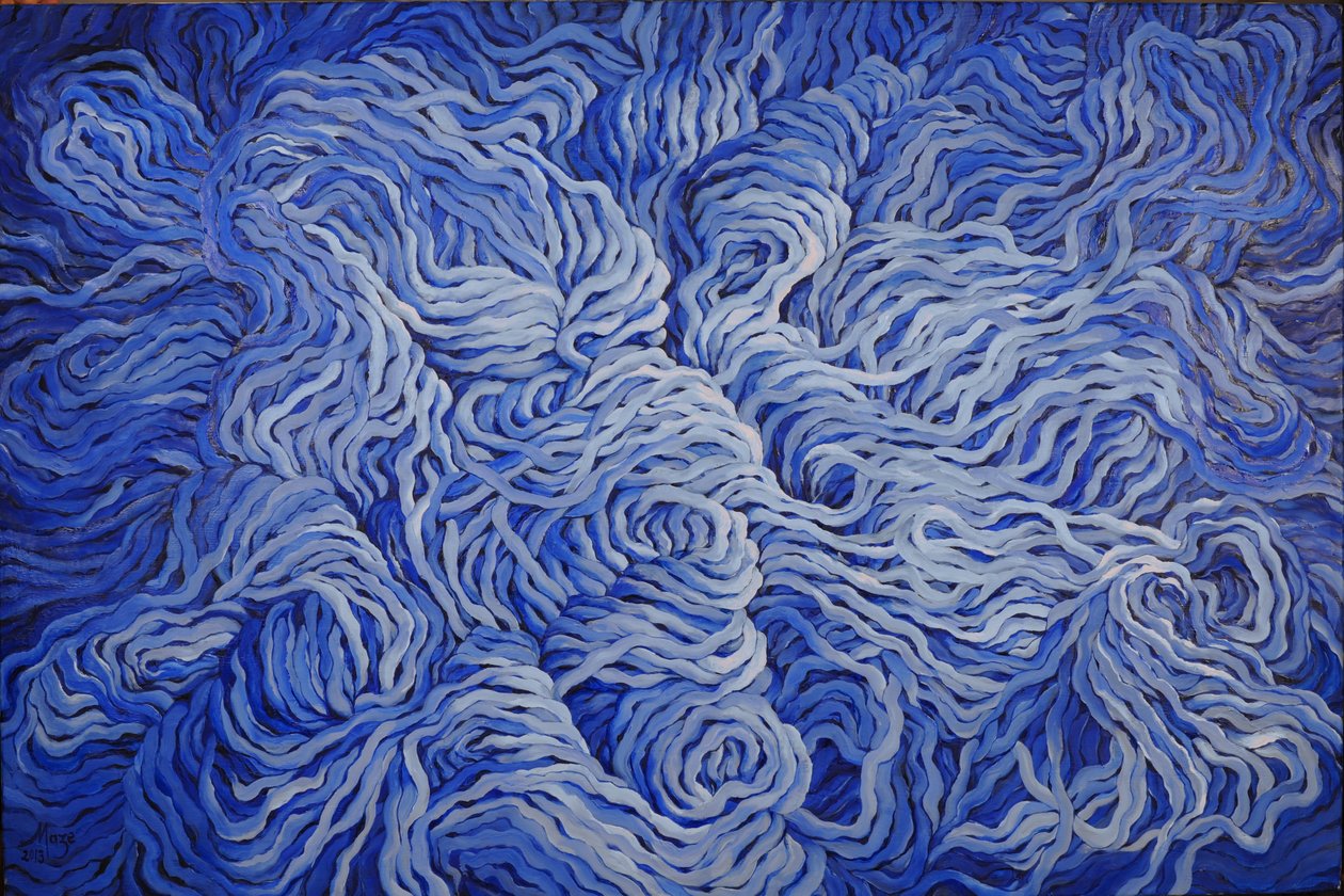 Wol marineblauw, 2013 (gouache op papier) door Jeanne Maze