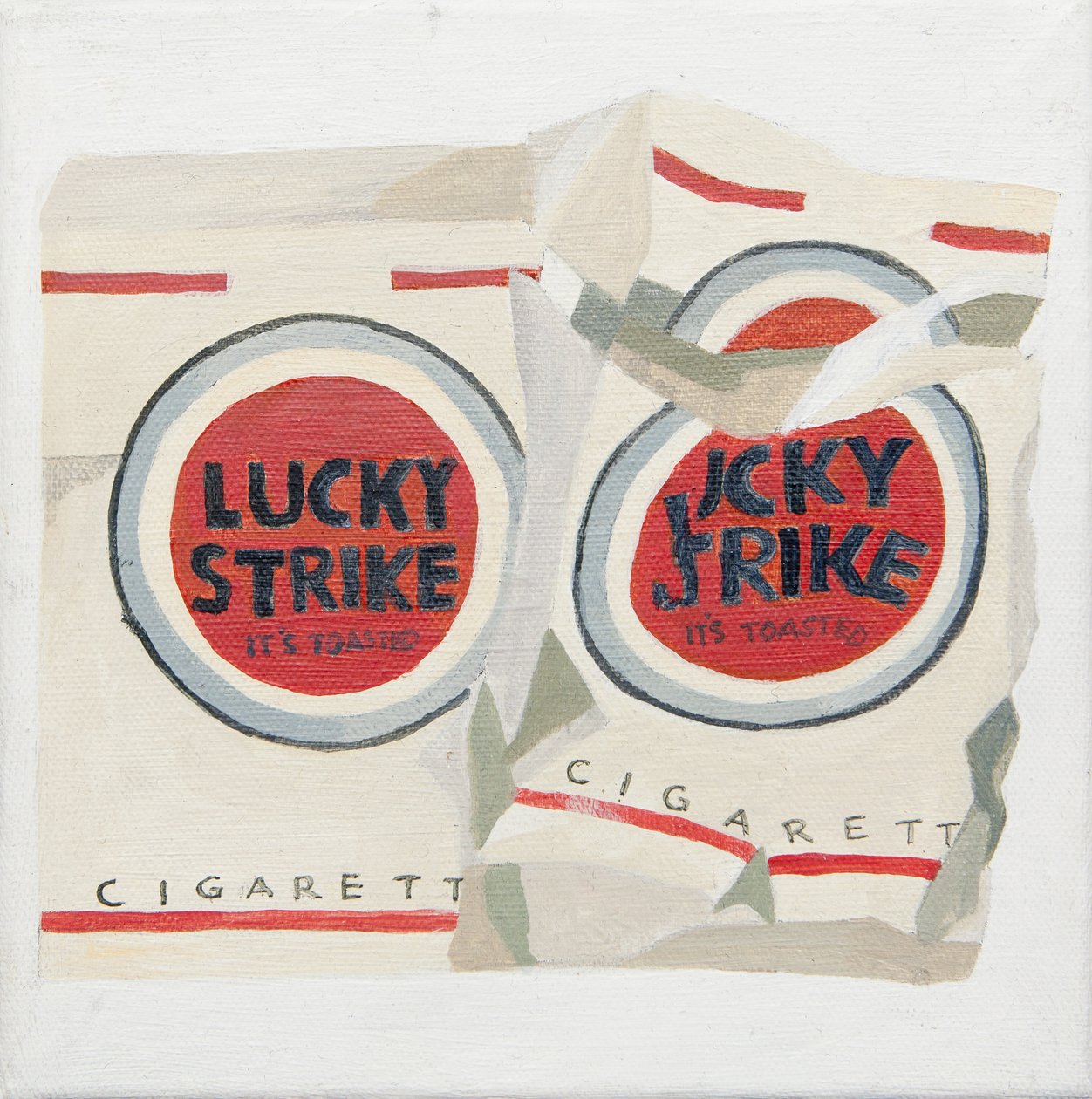 Witte Lucky Strike sigarettenpakjes (acryl) door Jennifer Abbott