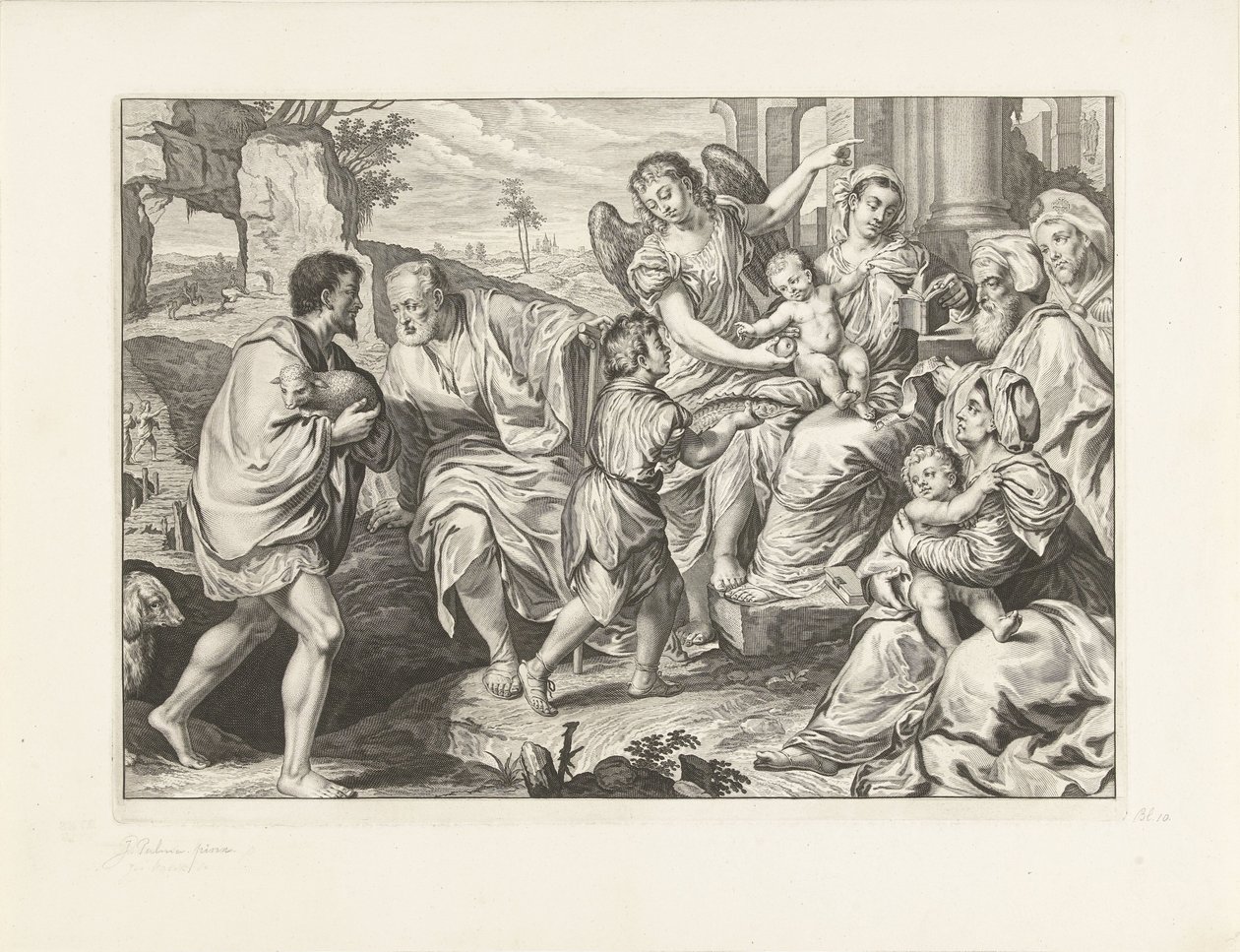 De heilige familie in gezelschap van anderen door Jeremias Falck