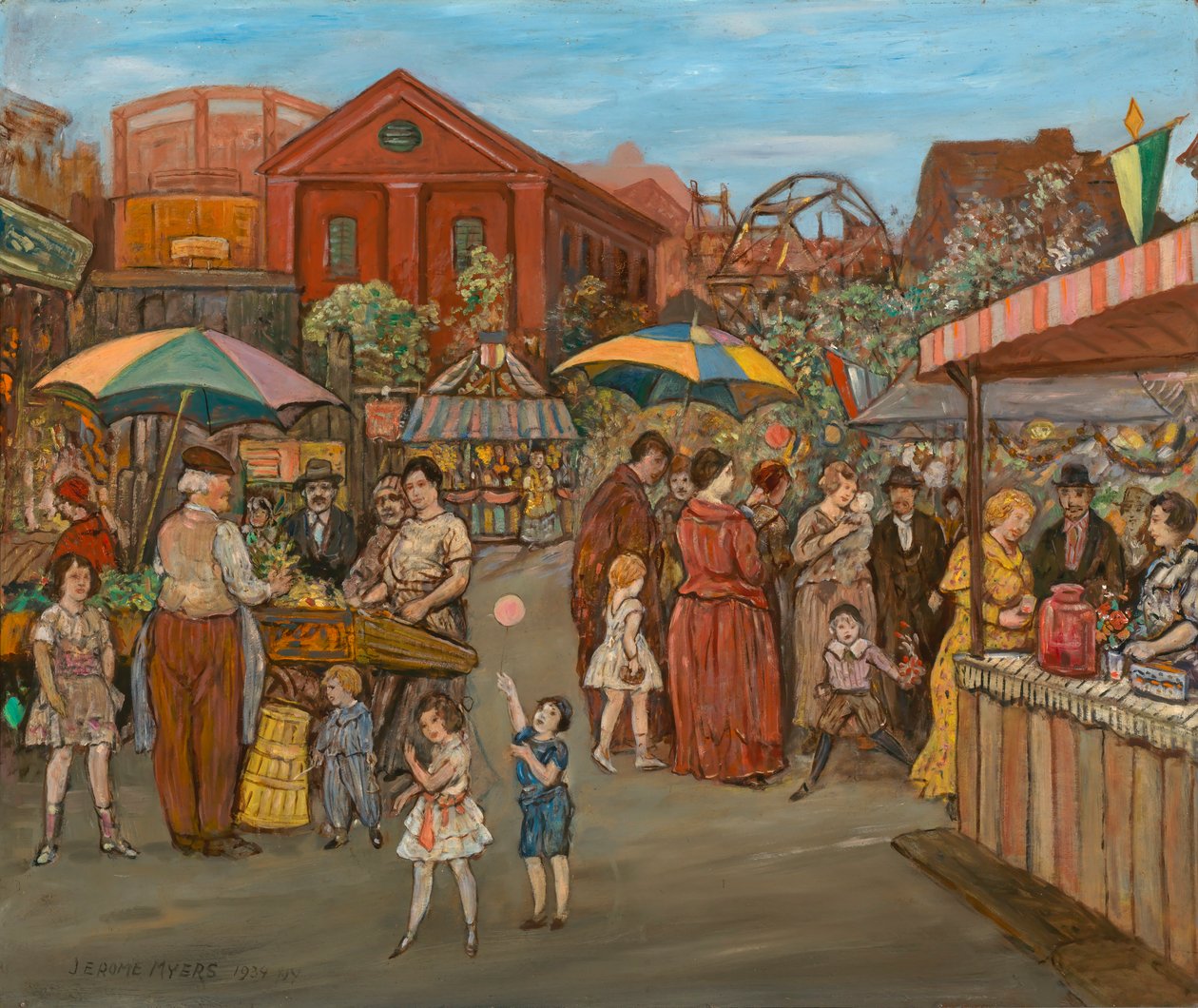 Italianen in Jefferson Park, 1934 door Jerome Myers