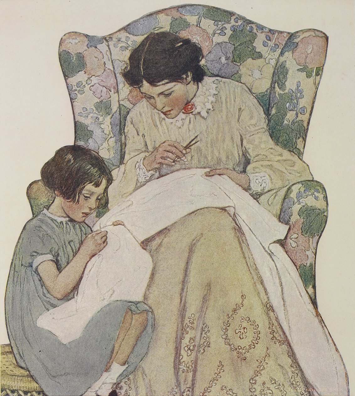Naaien door Jessie Willcox Smith