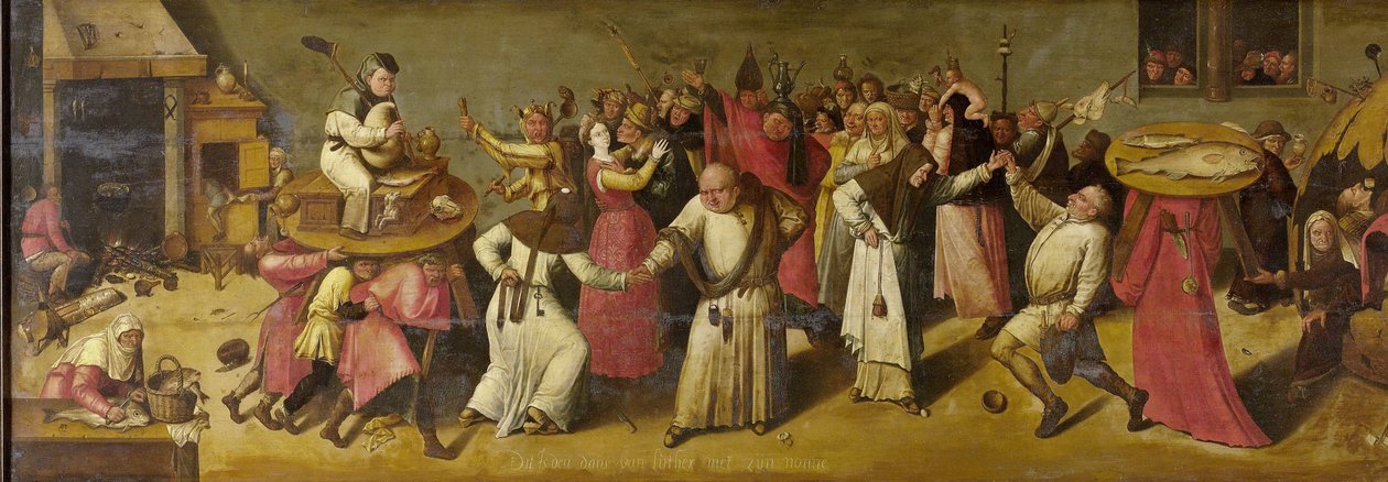 Strijd tussen Carnaval en Vasten door Jheronimus Bosch (manner of)