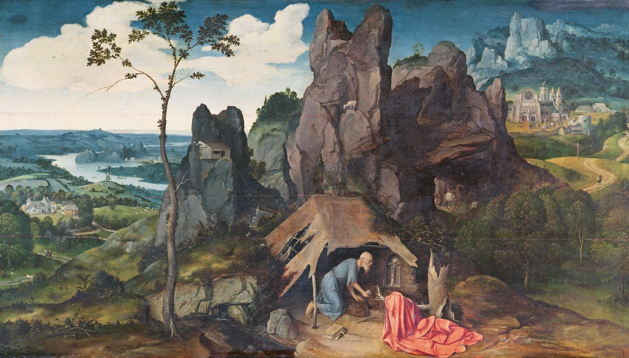 St. Hiëronymus in de woestijn door Joachim Patinir