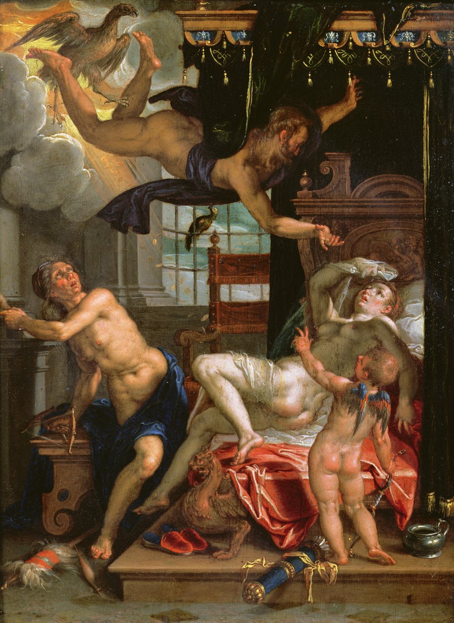 Jupiter en Danaë door Joachim Wtewael or Utewael