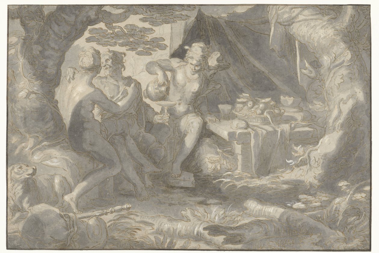 Lot en zijn dochters door Joachim Wtewael or Utewael