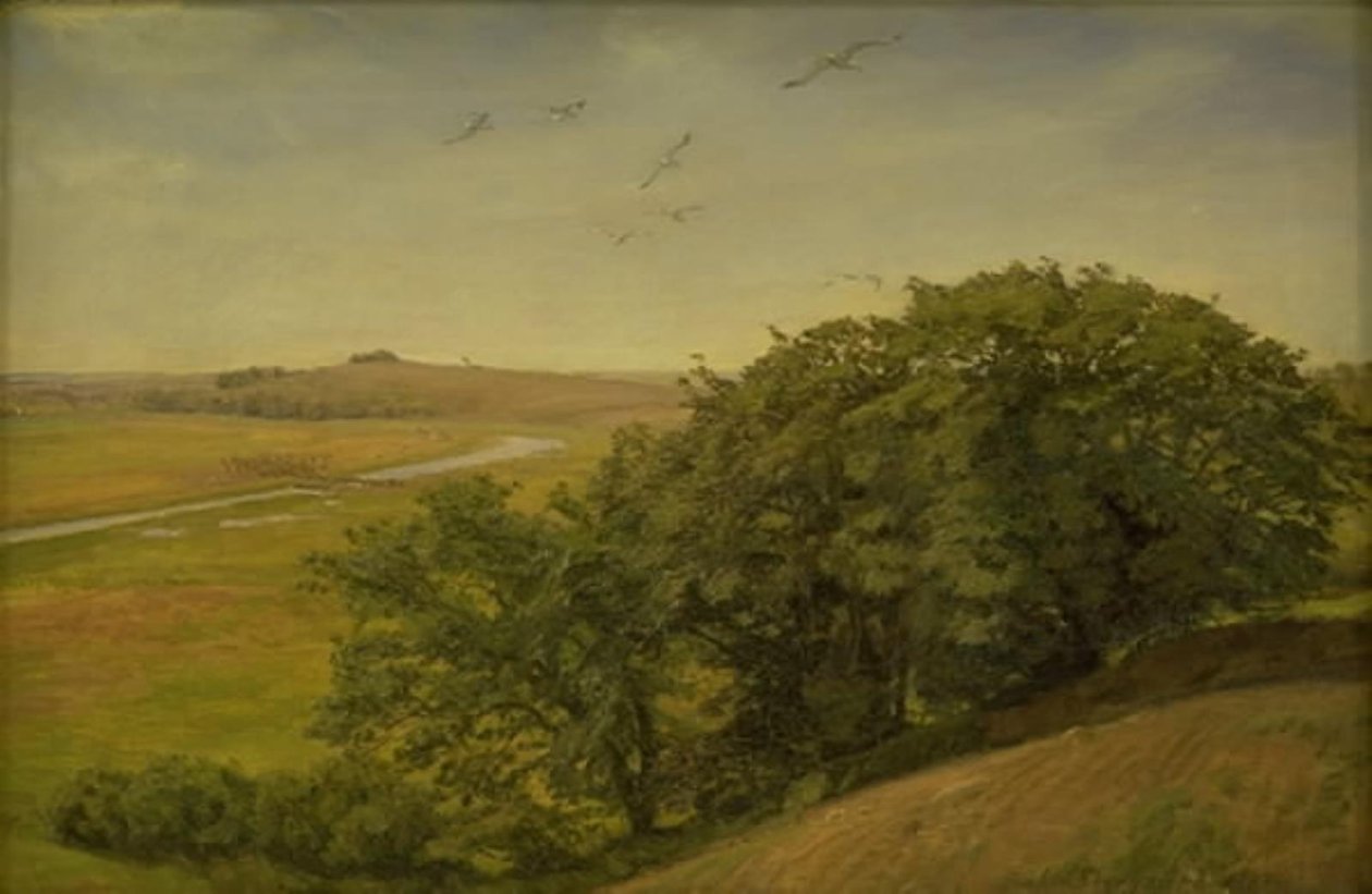 Landschap met bomen op een helling door Joakim Frederik Skovgaard
