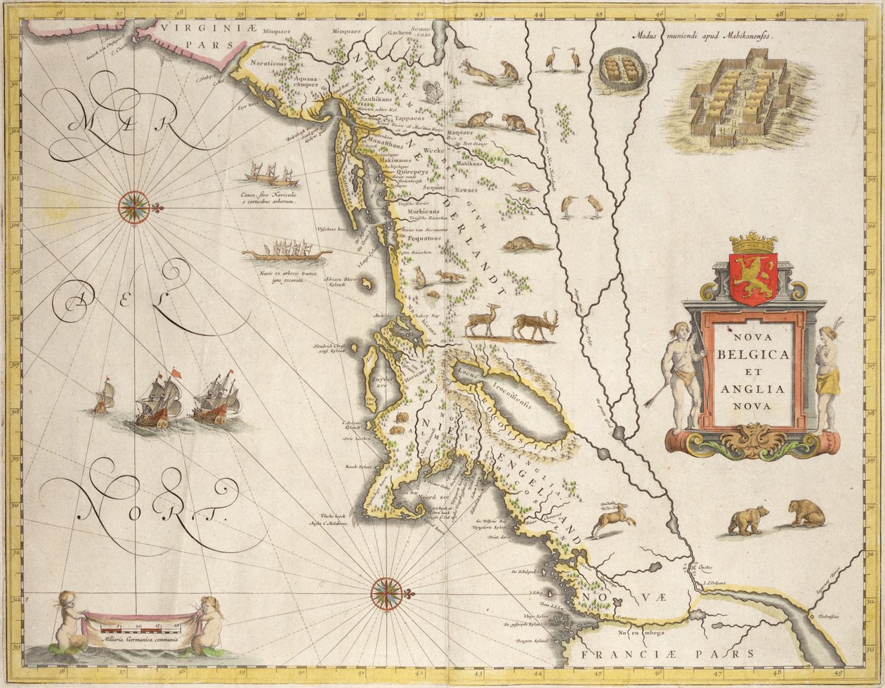 Kaart van Nieuw België en Nieuw Engeland, gepubliceerd in Amsterdam c.1640 door Joan Blaeu