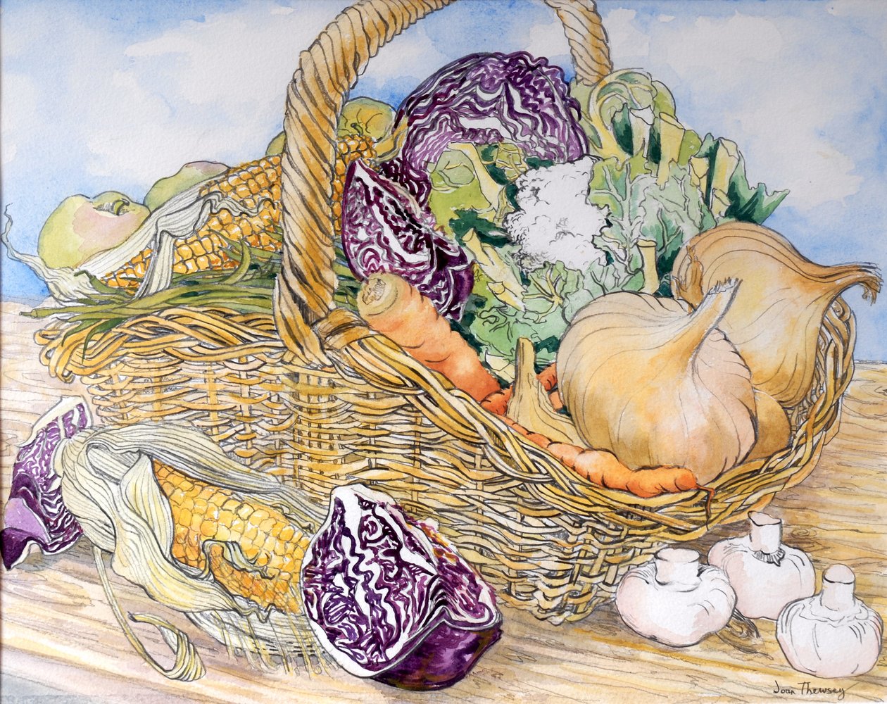 Groenten in een Mand, 2012 door Joan Thewsey