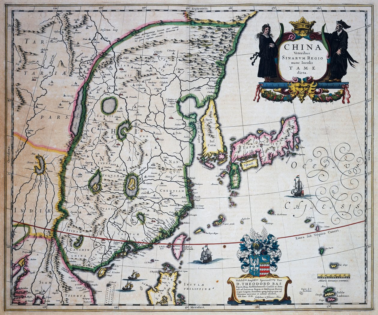 Kaart van China, door Joan Blaeu door Joan Blaeu
