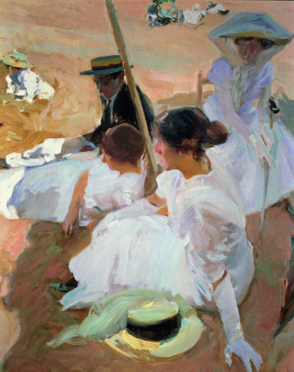 Onder de Parasol, Zarauz door Joaquin Sorolla y Bastida