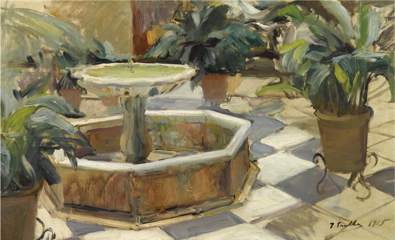 Fontein in een Patio in Sevilla door Joaquín Sorolla