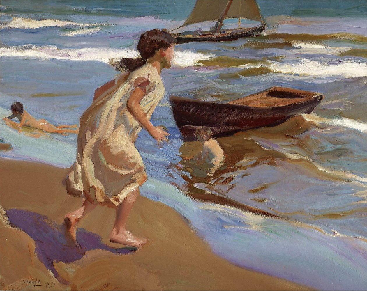 Meisje dat het Bad in Gaat door Joaquín Sorolla