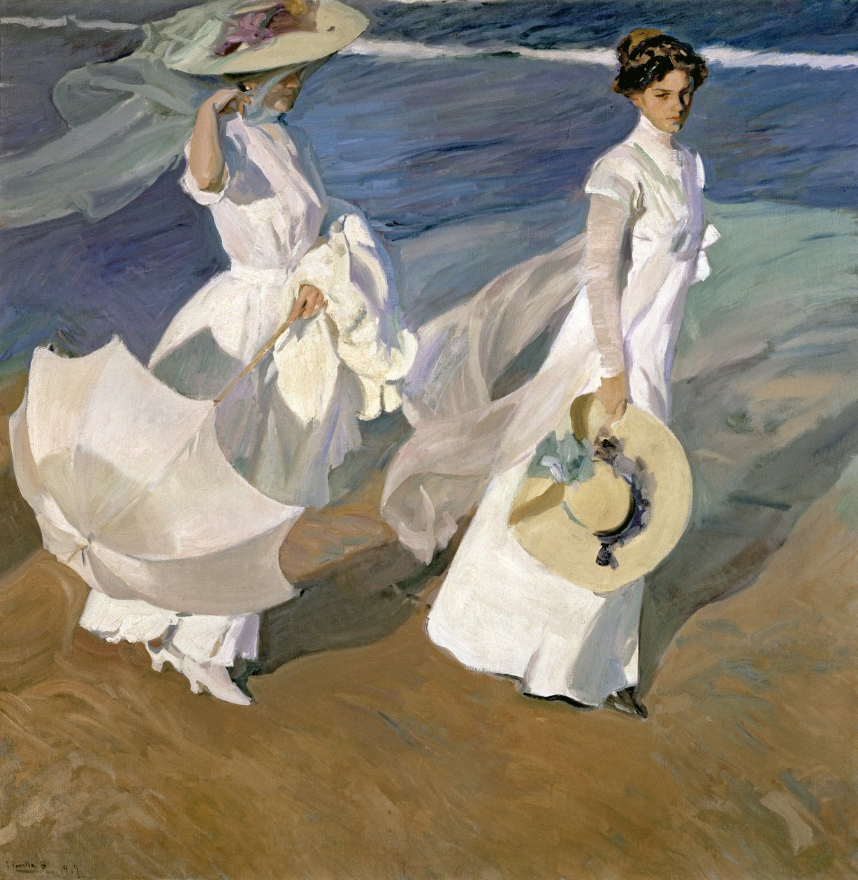 Wandelen langs de Kust, 1909 door Joaquín Sorolla