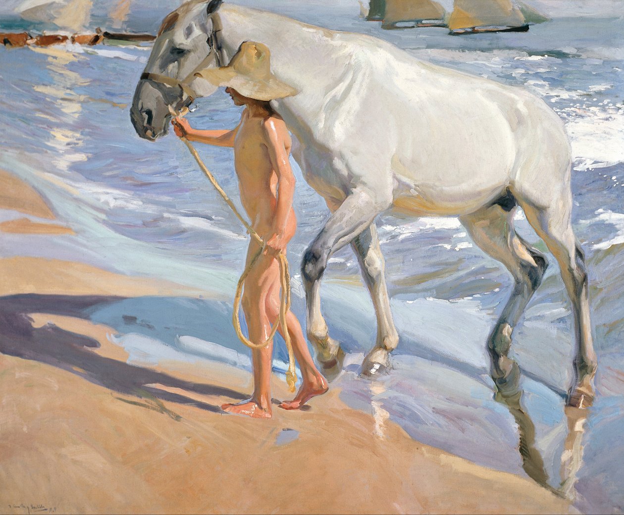 Het Bad van het Paard door Joaquín Sorolla