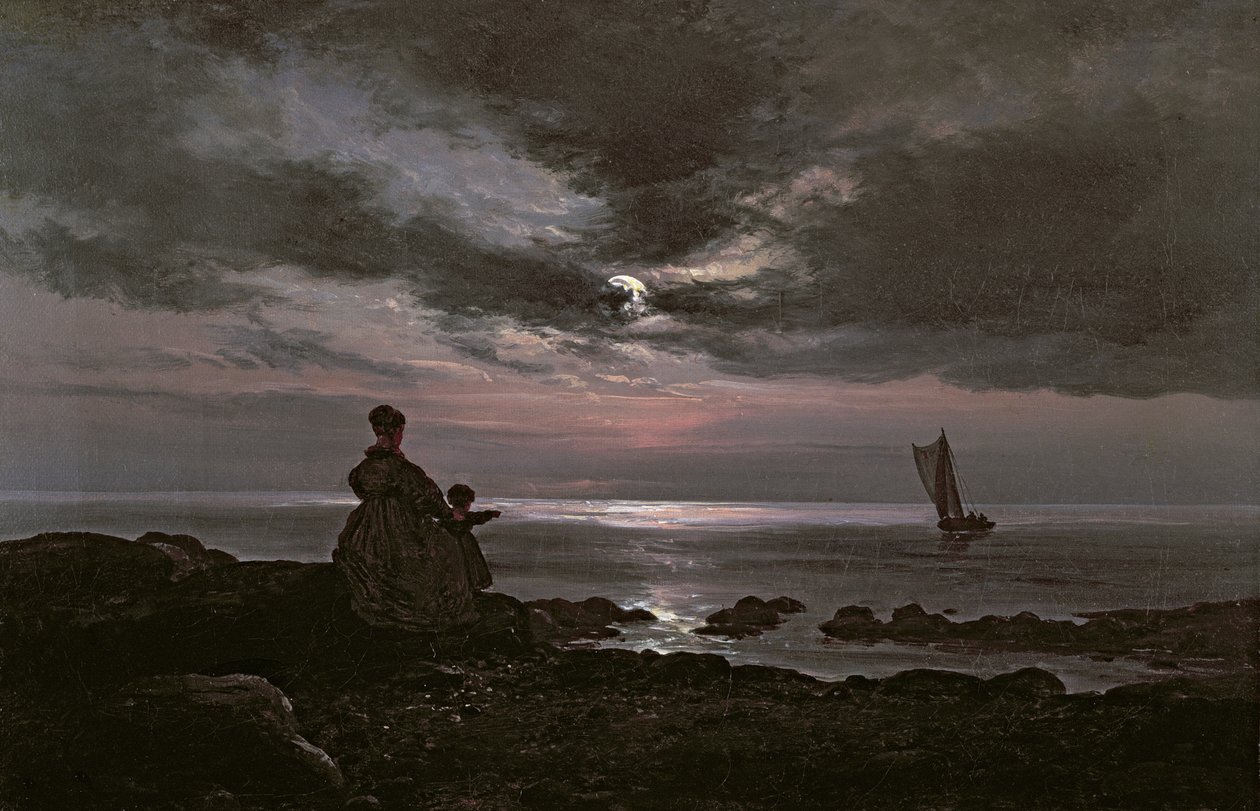 Moeder en Kind aan Zee, 1840 door Johan Christian Dahl