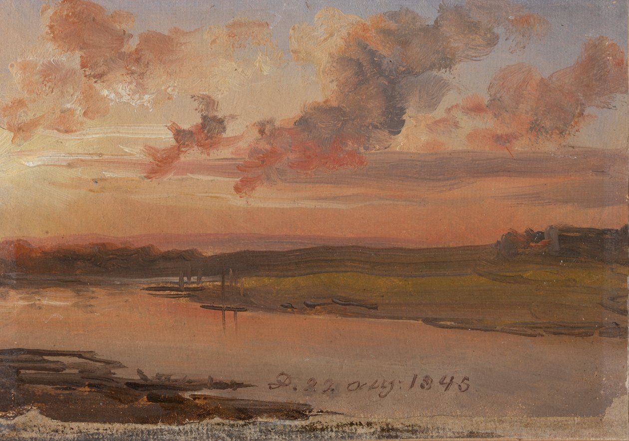 De Elbe in de Avond door Johan Christian Dahl