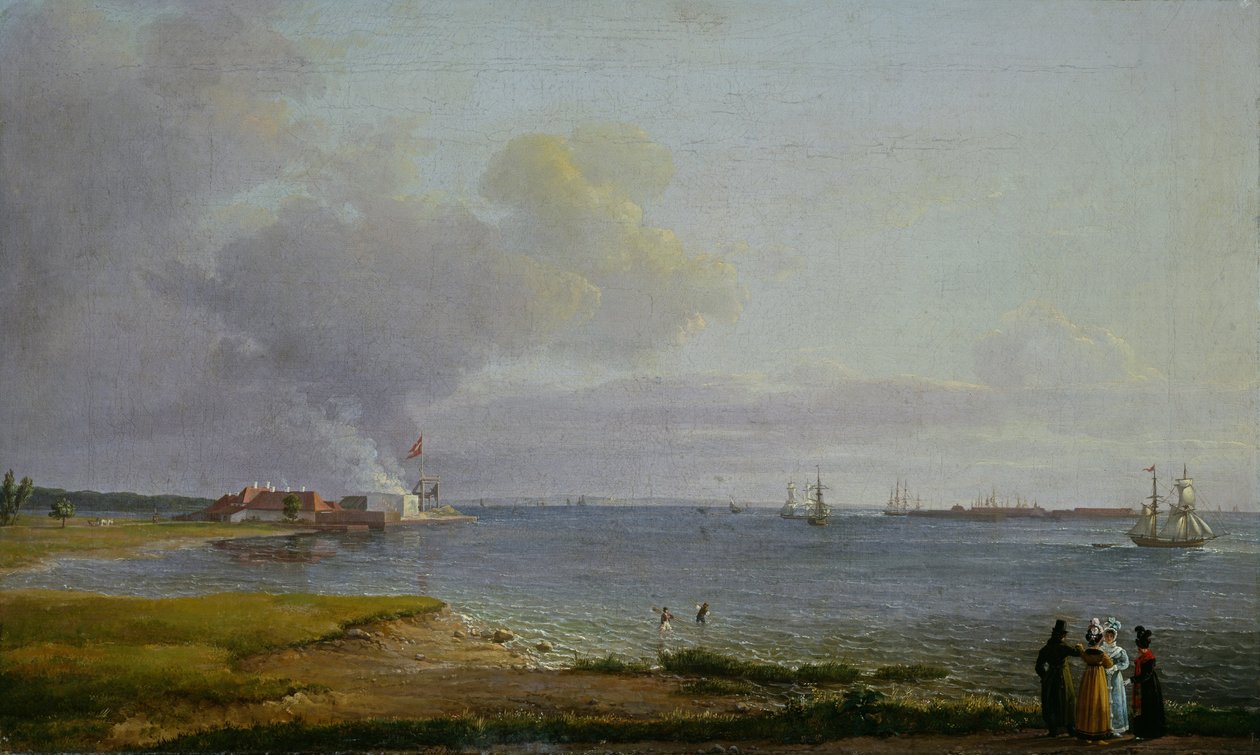Uitzicht over de Sont bij de kalkwerken door Johan Christian Dahl