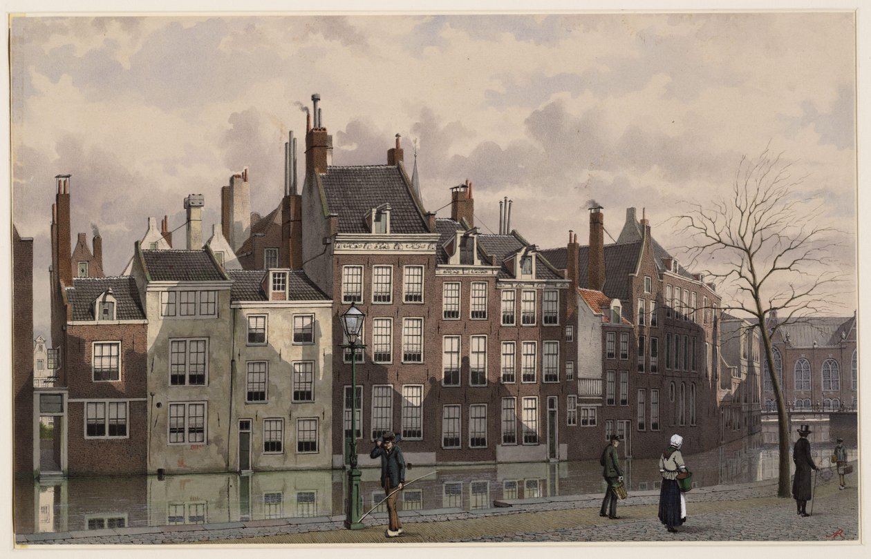 Nieuwezijdsvoorburgwal. Tekening. Amsterdam, Stadsarchief Amsterdam door Johan Rieke