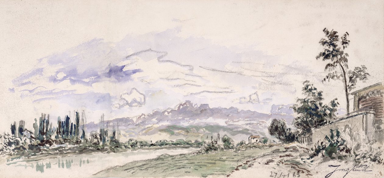 De oevers van de Isère, 27 september 1863 door Johan Barthold Jongkind