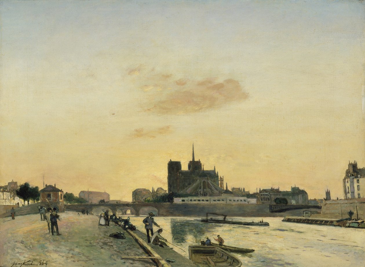 Uitzicht op de Notre Dame, Parijs, 1864 door Johan Barthold Jongkind