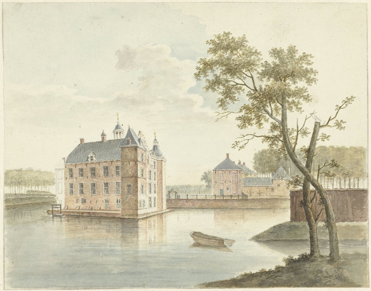Gezicht op onbekend kasteel door Johan Antonie Kaldenbach