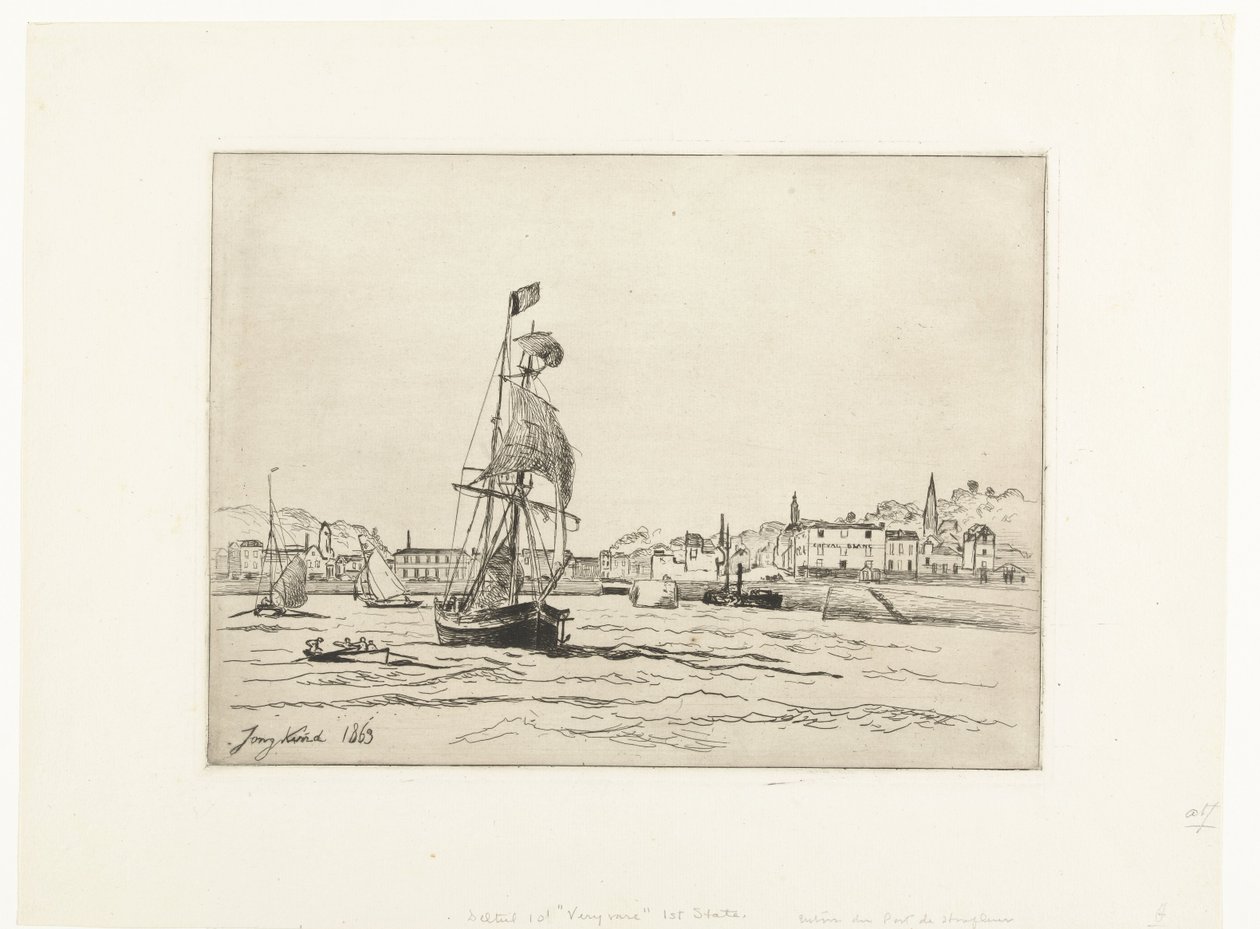 De haven van Honfleur door Johan Barthold Jongkind