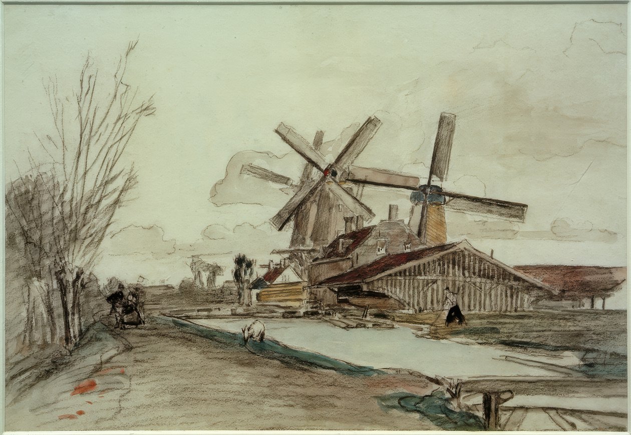 De molens van Stolk, Rotterdam door Johan Barthold Jongkind