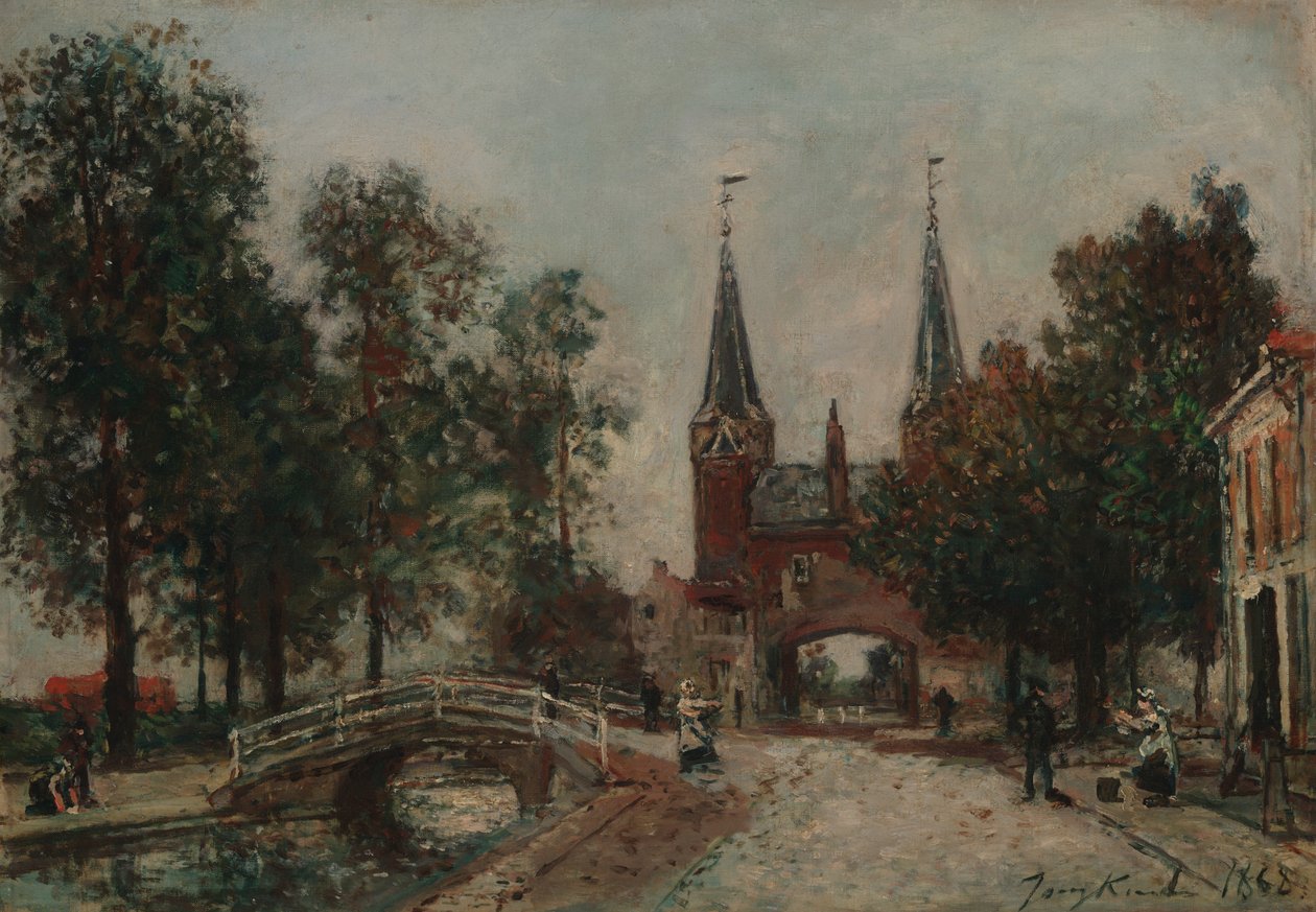Scène in Delft door Johan Barthold Jongkind