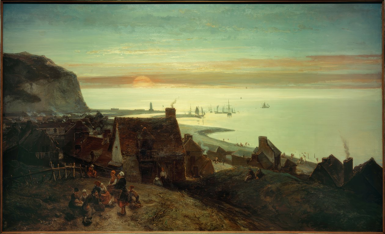 Zonsondergang bij St. Valéry-en-Caux door Johan Barthold Jongkind