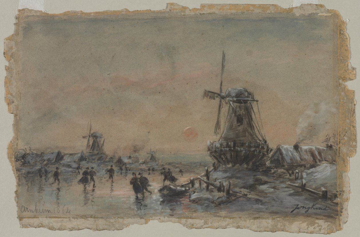 Gezicht op Arnhem (recto) door Johan Barthold Jongkind