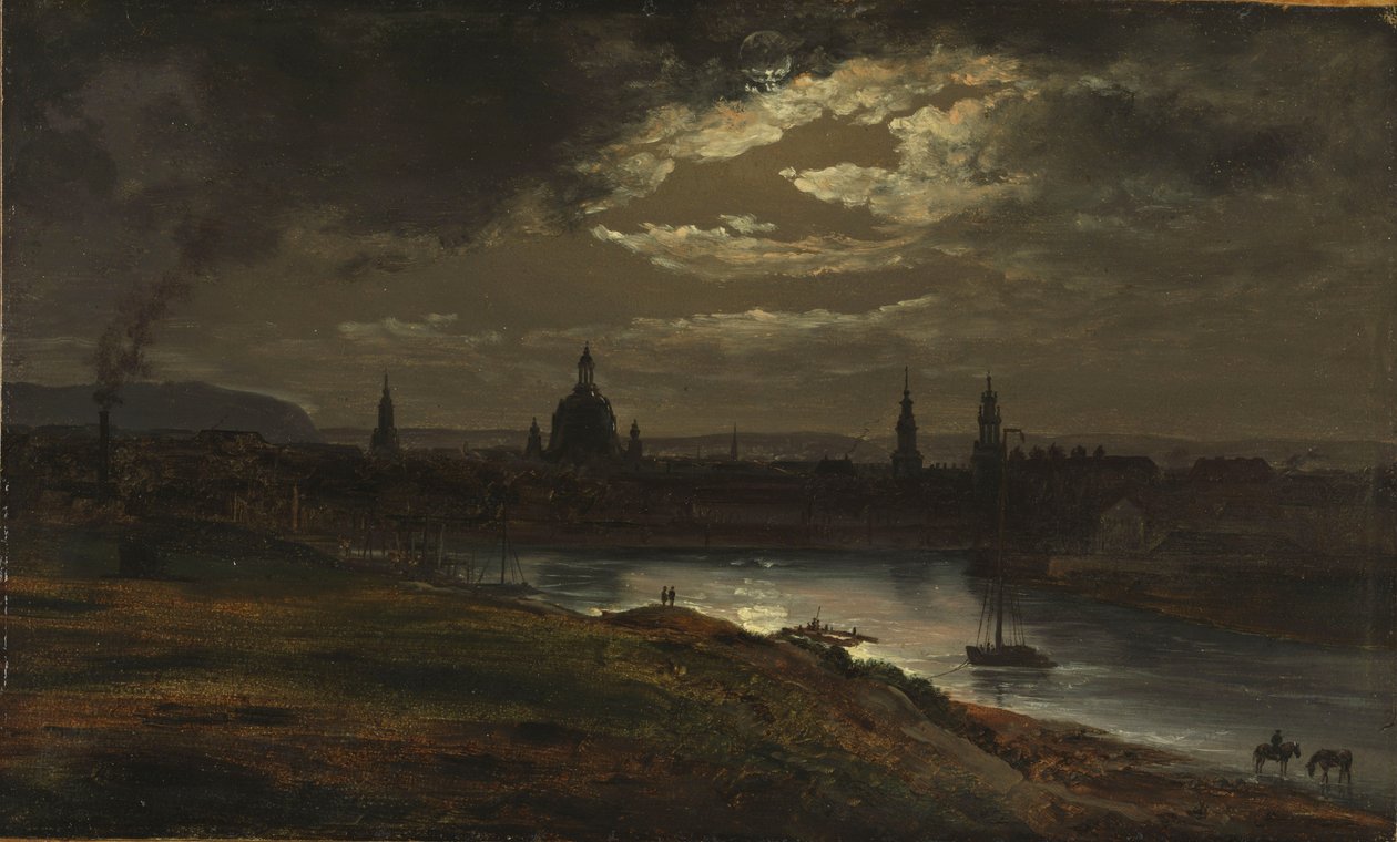 Dresden bij Maanlicht door Johan Christian Dahl