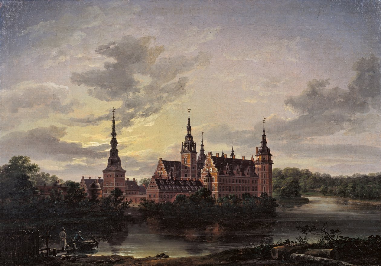 Frederiksborg Slot bij maanlicht, 1817 door Johan Christian Dahl