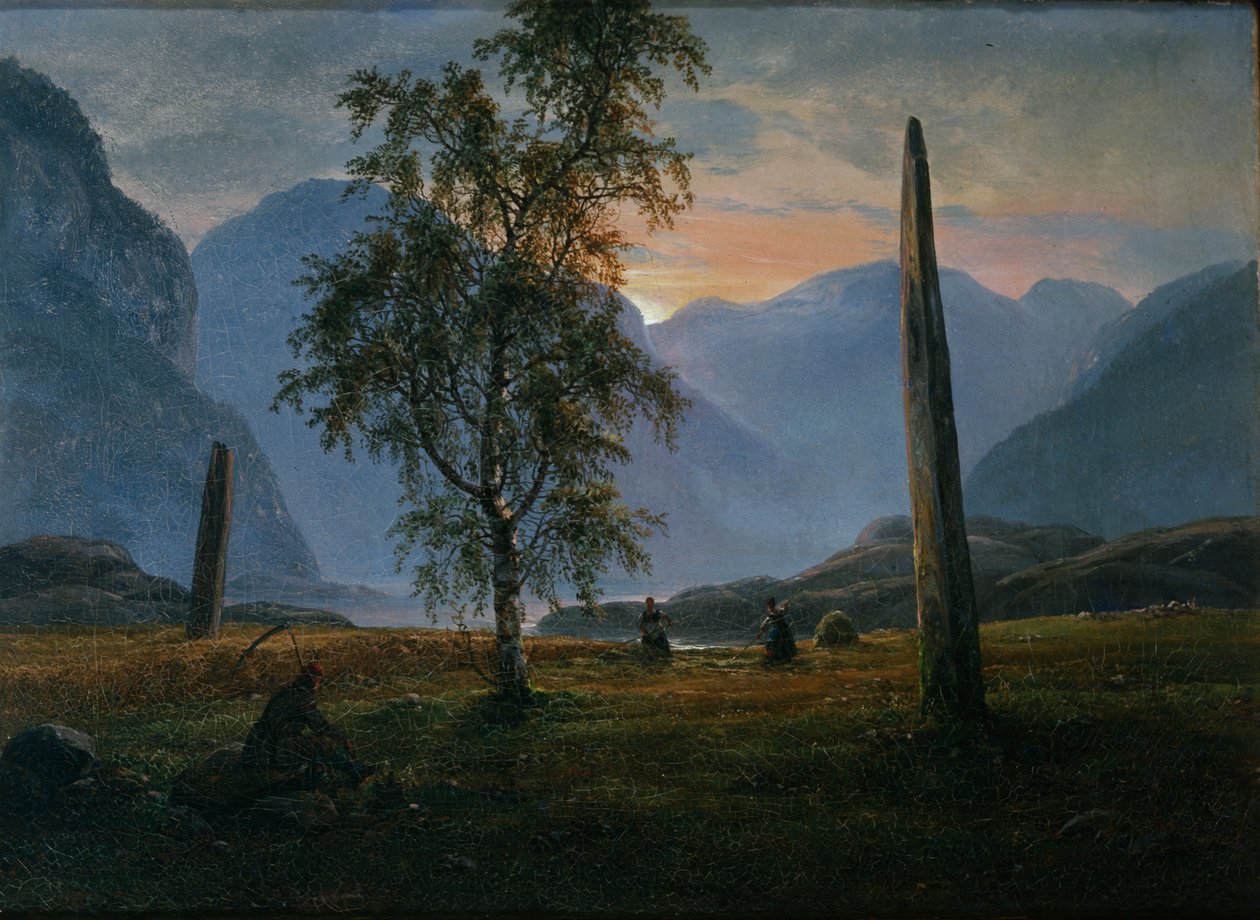 Landschap met gedenkstenen door Johan Christian Dahl
