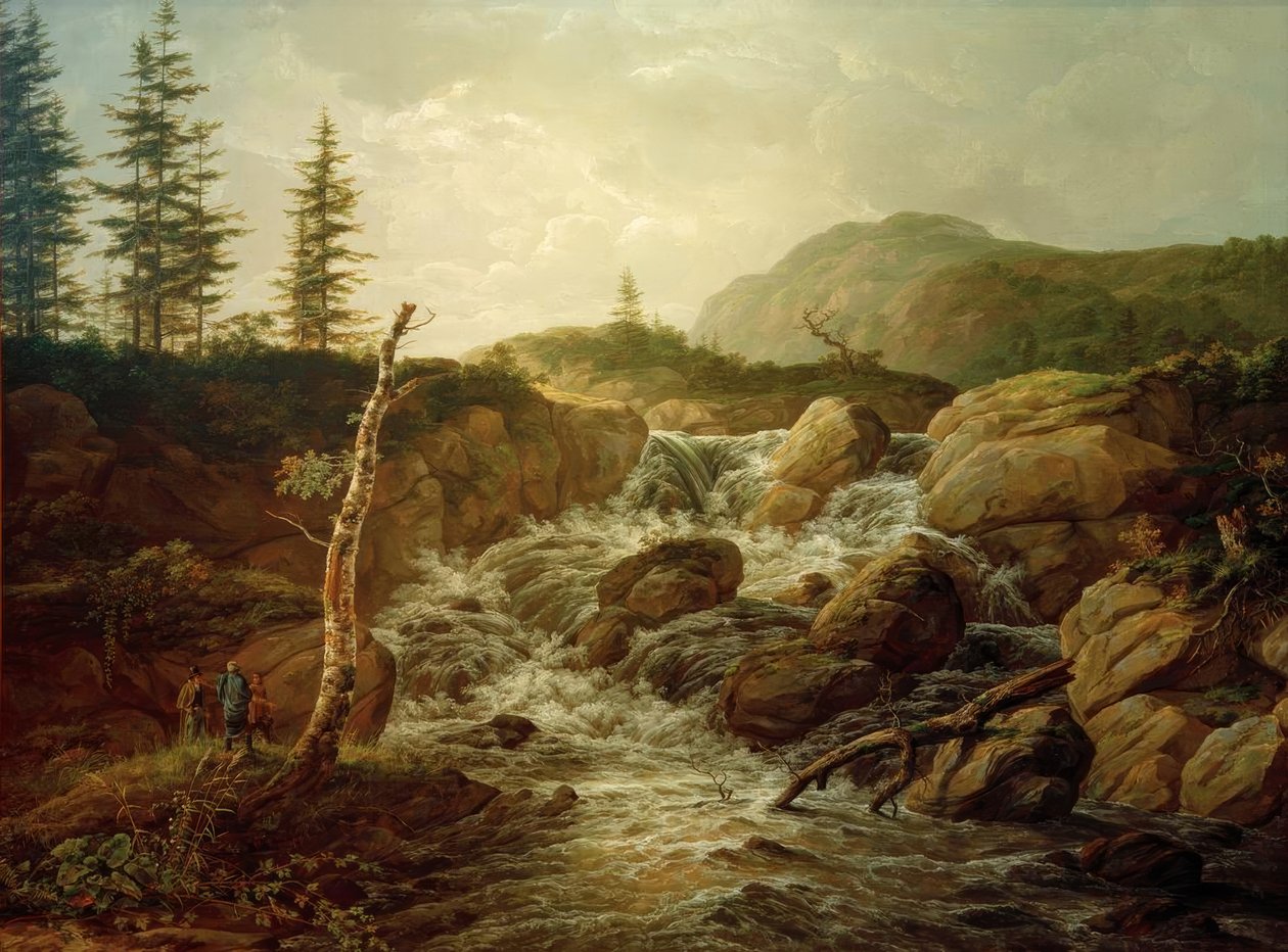 Noords landschap met een waterval door Johan Christian Dahl