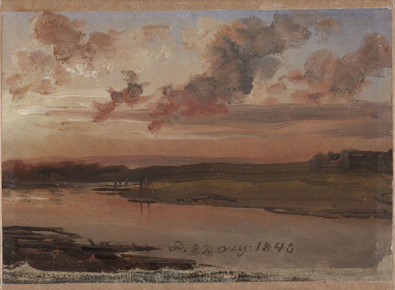 De Elbe in de avond door Johan Christian Dahl