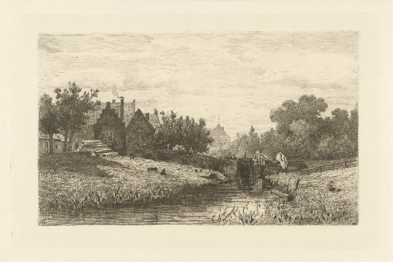 Gezicht op een sluis door Johan Conrad Greive