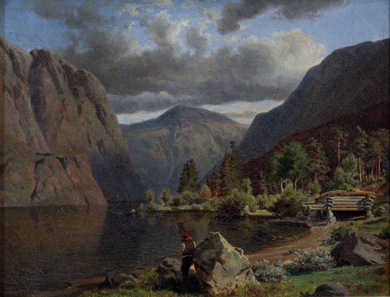 Man in fjordlandschap door Johan Fredrik Eckersberg