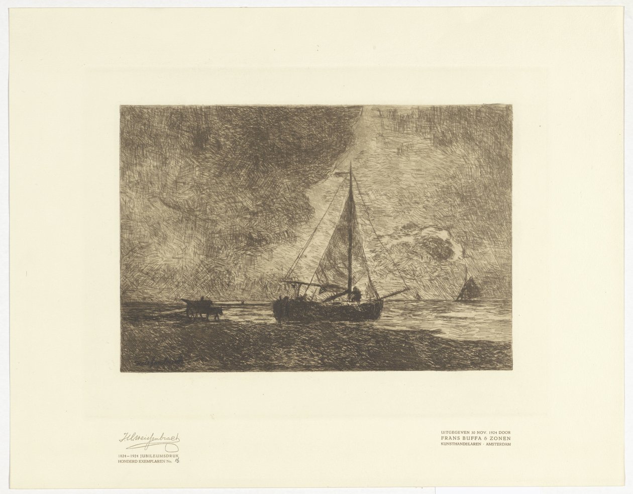 Strandgezicht met zeilschepen door Johan Hendrik Weissenbruch
