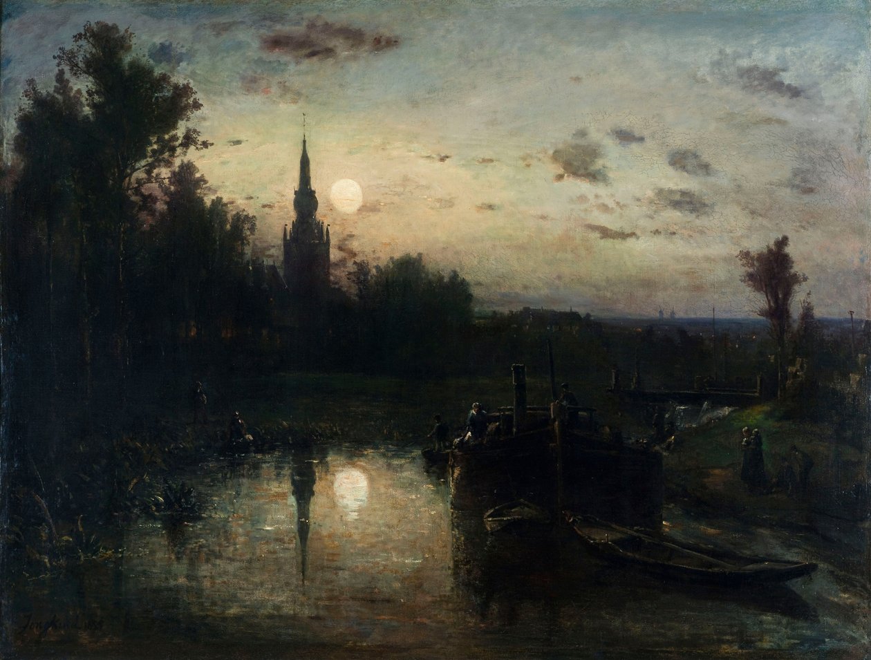 Johan Jongkind - Clair de lune à Overschie door Johan Jongkind