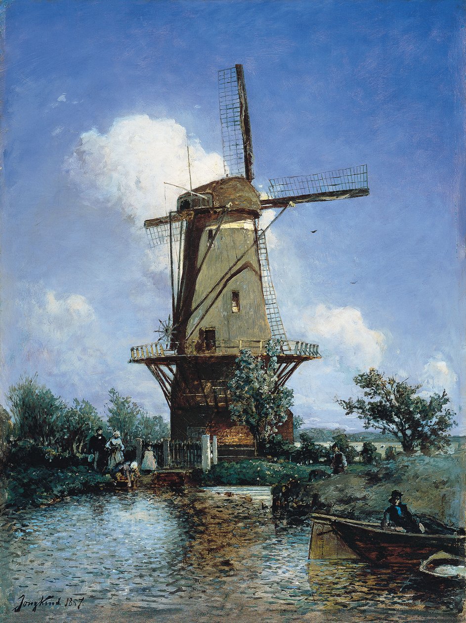 Windmolen bij Delft door Johan Jongkind