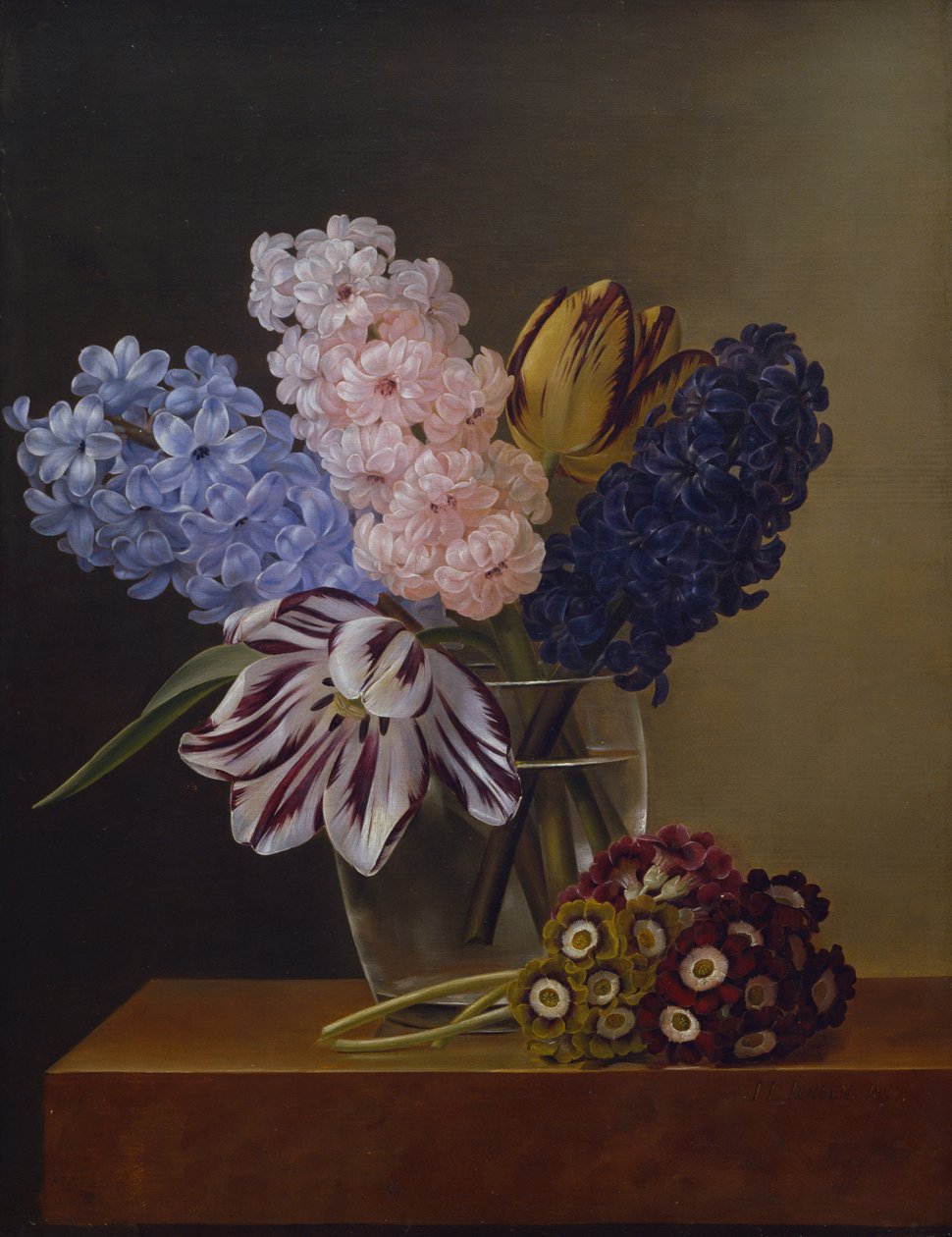 Tulpen, Hyacinten en Viooltjes door Johan Laurents Jensen