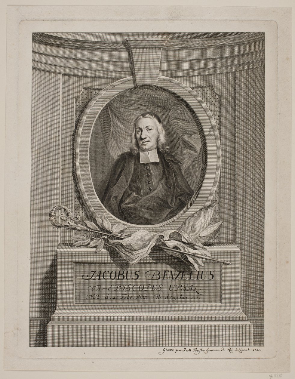 Bisschop Jacob Benzelius door Johan Martin Preisler