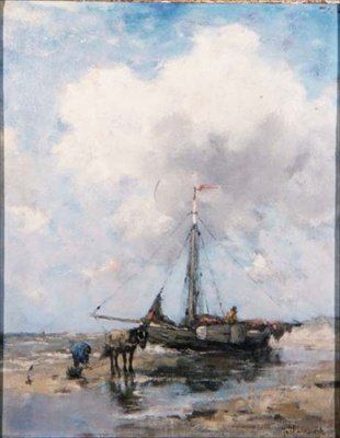 Een gestrande vissersboot door Johan Scherrewitz