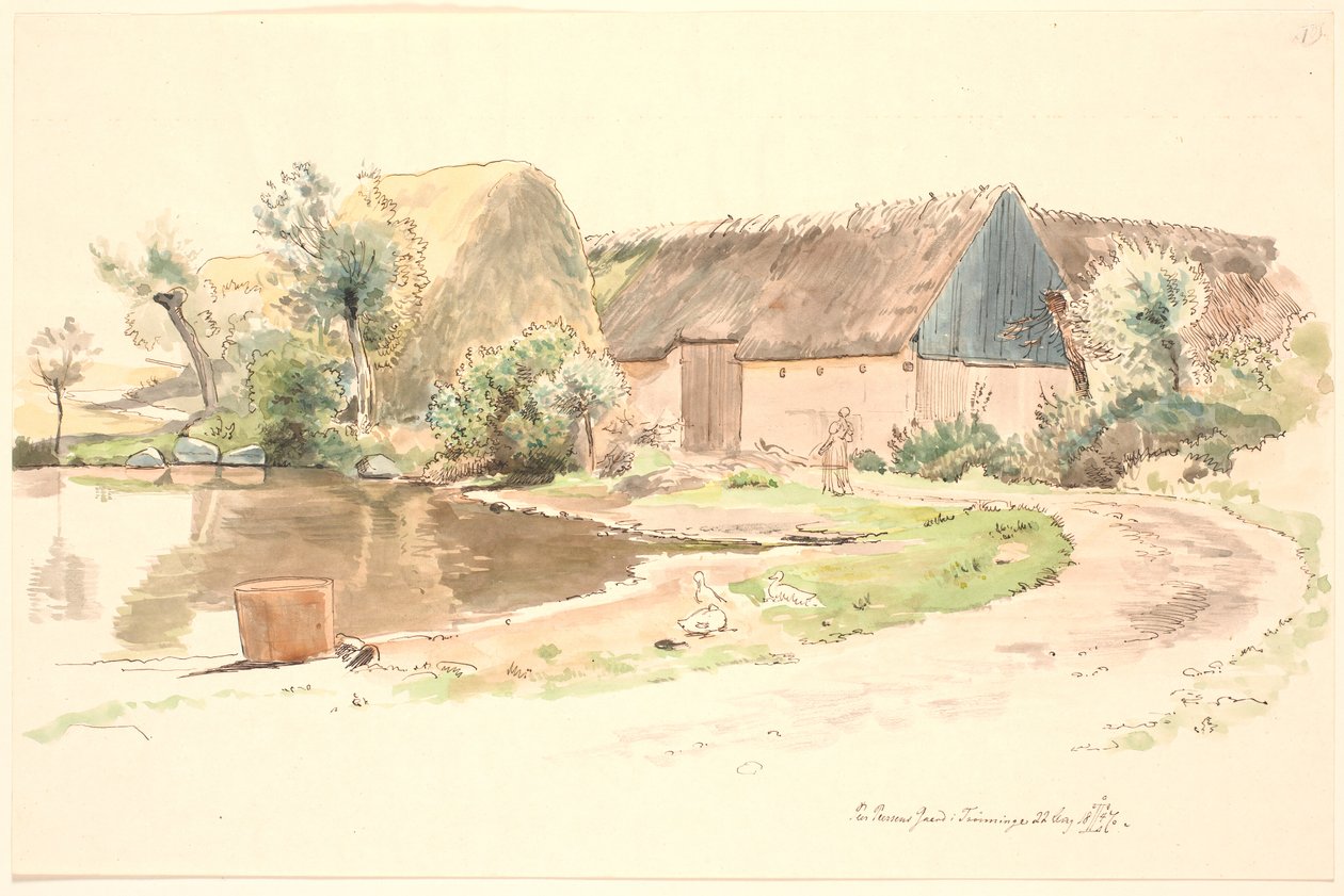 Boerderij en dorpsvijver door Johan Thomas Lundbye
